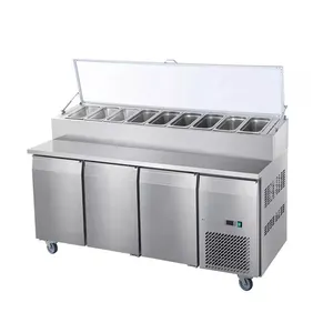 Stainless Steel Kitchen under counter refrigerator Commercial Salad display Pre table chiller freezer