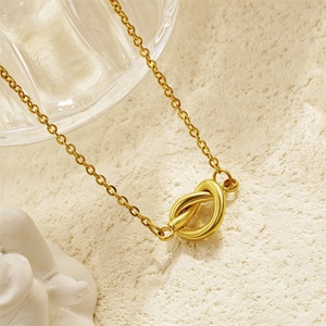 Collier simple en acier inoxydable avec pendentif en forme de cœur, étanche, nœud d'amour, pour un cadeau d'anniversaire - Product Image 3