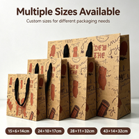 Sac en papier kraft multi-tailles en stock avec impression intégrale motif ours de dessin animé, sac de transport pour la vente au détail, les cadeaux de fête et l'emballage cadeau