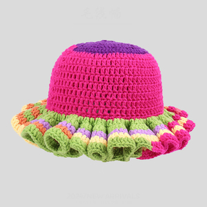 Madeshine Fait Main Rayé Arc-En-Ciel Crochet Femme Adolescent Extérieur À Volants Bord Hiver Pêcheur Seau Bonnet Chapeau Caractère - Product Image 6