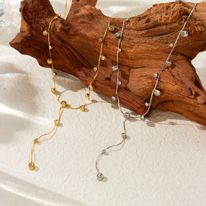 Stainless Steel Rhinestone Heart Y-Shape <b>Long</b> Tassel <b>Necklace</b> For Daily Party Wear - Product Image 3