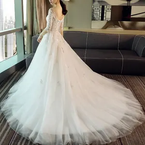 Vestido de boda elegante de encaje antiestático, alta calidad, 2023