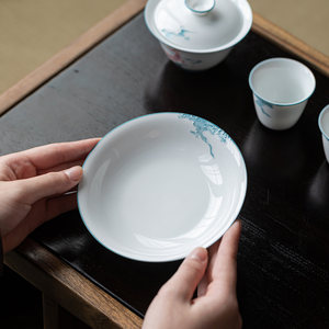 Guanlan Ceramic Teapot Stand Round Porcelain Dry Brewing Tray For Kung Fu <b>Tea</b> <b>Set</b> Household Use - Product Image 1
