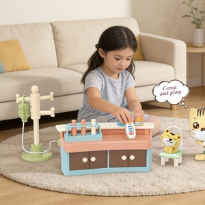 Ensemble de jeu de rôle Docteur sur le thème des chats avec effets lumineux et sonores, en ABS écologique, armoire à pharmacie éducative et support de perfusion - Product Image 3