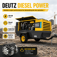 Compresseur d'air à vis diesel portable Atlas Copco XAS 186, 7-12 bars, moteur Deutz pour la construction et le forage