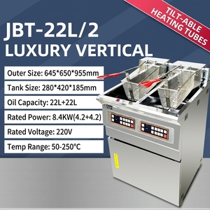 고품질 상업용 전기 딥 프라이어 이중 탱크 20L+20L 스테인리스 스틸 8.4KW 스마트 컴퓨터 제어 간편 세척 프랑스식 - Product Image 1