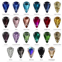 Strass en verre K9 en forme de goutte d'eau avec griffes argentées, cristaux en forme de poire à coudre en gros pour fabricants de robes de mariée