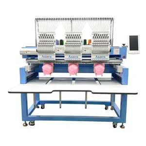 AZ1503F computer controlled high speed multifunction 3 head flat T-shirt Embroidery machine for design