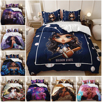 Ensemble de housse de couette en polyester haute définition personnalisable moderne imprimé avec une fille hip-hop à bulles de rivière étoilée violette