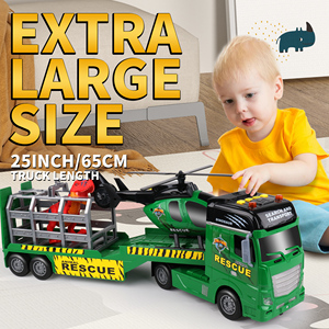 Camion de transport Dwi Dowellin Jouets pour enfants, camion semi-remorque de 25,6 pouces avec hélicoptère et dinosaures, cadeaux pour les garçons et les filles de 3 ans et plus - Product Image 5