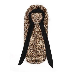 Bonnet long en satin de soie en gros avec ruban réglable, grande taille, pour dormir, chapeau de nuit pour tresses, logo personnalisé - Product Image 4