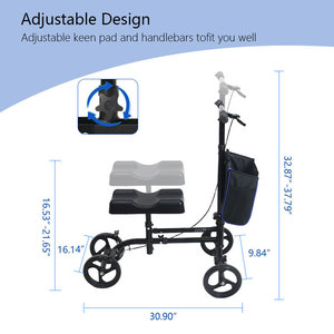 Trottinette pliable pour genoux avec pneus solides et guidon réglable pour la rééducation des personnes âgées - Product Image 3