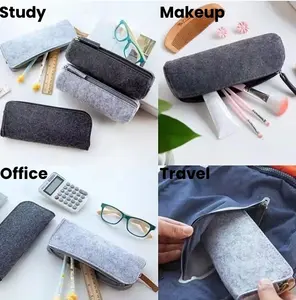 Custom Style Multi-fucnction Zipper Travel Cosmetic Holder Eco-friendly Pencil Bag Makeup Brush Felt Case