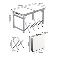 Juego de Mesa Plegable Portátil para Exteriores de Fibra de Aluminio, Altura Ajustable, con Taburetes para Eventos al Aire Libre
