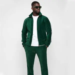 High Quality Essentials New Designer Custom Blank Zipper Velour Velvet Tracksuit Men Sweatshirt And Sweatpants Set