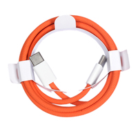Kabel Data Pengisian Cepat PD60W Oranye Berbahan Nilon Kepang Tipe-C ke Tipe-C, Kabel Pengisi Daya USB-C ke USB-C untuk iPhone 15 16 17Pro Max