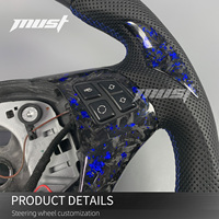 Volant personnalisé en fibre de carbone forgée bleue avec LED pour BMW M3 E90 E91 E92 E93 LCI E81 E82 E87 E88 330i 335i 135i 128i 2006-2013