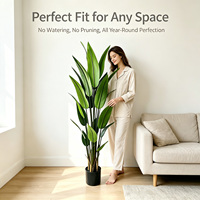 Strelitze artificielle multi-tiges de 160 cm, fausse plante en pot pour la décoration des halls d'hôtel, des bureaux et des atriums