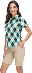 Camisa polo feminina, camisa polo de manga curta estampada - Product Image 3