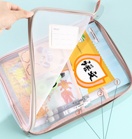 Sac à documents en maille en forme de L, sac à dossiers transparent, grande ouverture, style fermeture éclair, sac à main pour étudiants, pochette de rangement pour devoirs