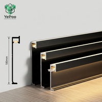 Profils de plinthes modernes en alliage d'aluminium avec bande LED noire pour appartement, salle de sport, salon, chambre, hôtel – Installation facile