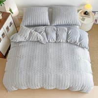 Ensemble de couvre-lit trois pièces en polyester gris à bulles pour toutes les saisons européennes, 100% polyester, lavable en machine