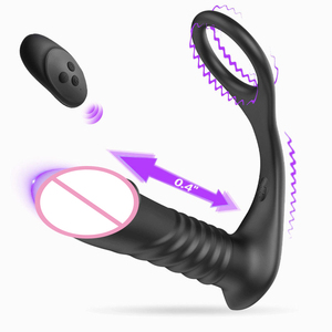 Mannelijke prostaatmassagevibrator, anale <span class=keywords><strong>plug</strong></span> van siliconen, anale butt <span class=keywords><strong>plug</strong></span> vibrator stimulator, butt delay cockring, seksspeeltje voor mannen - Product Image 1