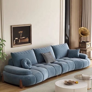 โซฟาหนังกันรอยขีดข่วน ห้องนั่งเล่น สไตล์โมเดิร์น มินิมอล สีขาวครีม ทรงโค้ง สำหรับแมวข่วน - Product Image 4