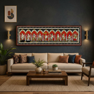 SriKrishna Dashavatara Traditional Handcrafted Rectangle Wall Art Painting-Orissa Origin Indoor Living Room Hanging Decoration - Product Image 5