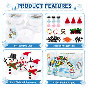Kit de Manualidades de Muñeco de Nieve Navideño al por Mayor, Paquete de 9, Arcilla de Secado al Aire, Haz tu Propio Muñeco de Nieve, Regalos para Calcetines Navideños, Certificado por CPSIA, ASTM y CE - Product Image 4