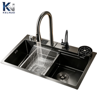Évier de cuisine intelligent anti-condensation Integrity Service, en acier inoxydable 304 noir nano