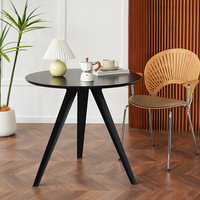 Table à manger ronde nordique, plateau en placage de noyer, base en métal robuste, petite table pour appartement, café, réception, mobilier moderne minimaliste