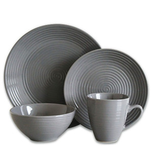 Juegos de vajilla de porcelana fina, vajilla blanca de <span class=keywords><strong>dos</strong></span> tonos/en relieve con platos y tazas, novedad - Product Image 1