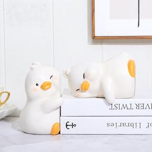 ROOGO Sujetalibros de Resina con Diseño de Patos Abrazados, Sujetalibros Artesanal, Adorno de Escritorio con Patos Adorables, Venta al por Mayor, Decoración del Hogar, Artesanía - Product Image 3