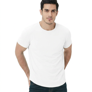 T-shirt personnalisé avec logo pour homme, manches courtes, coton et polyester, couleur unie, grande taille, tendance mode. - Product Image 1