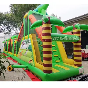 Hot Sale Yard Playground Inflatable Dinosaur Bouncy Castle Giant Inflatable Bounce House Obstacle Course Slide Combo For Kids