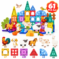Tuiles magnétiques pour enfants 3,75 cm, mini boîte en métal, blocs de construction magnétiques, thème ferme, jouets éducatifs pour les garçons et les filles d'âge préscolaire