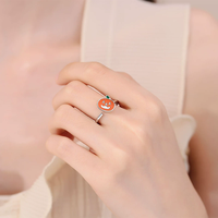 Bague ajustable et rotative en cuivre Jeutelis avec pendentif citrouille émaillé, bague anti-stress, vente en gros OEM