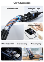 Kabel Pengisi Daya Yesido 12W 1,2 Meter USB/USB-C ke Micro/USB-C/IP 6 in 1, Kabel Data Berbahan Aluminium Alloy dengan Jalinan Kawat, CA203