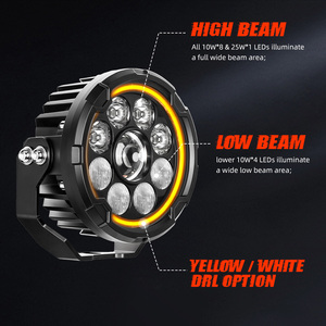 ไฟขับขี่มอเตอร์ไซค์ LED ทรงกลม 4.5 นิ้ว สีเหลืองอำพัน ไฟ DRL สำหรับมองเห็นในเวลากลางวัน ไฟเสริมสำหรับขับขี่ออฟโรด สำหรับ Sportster Thruxton <span class=keywords><strong>CB750</strong></span> - Product Image 4