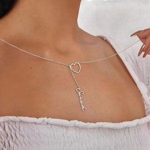 Collana Personalizzata con Nome a Goccia, Scritta a Mano, <span class=keywords><strong>Cuore</strong></span> Cavo con Charm Battito Cardiaco, Gioielli in Acciaio Inossidabile - Product Image 4