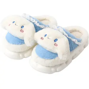 Kawaii नरम आलीशान खिलौने लड़कियों महिलाओं जूता गर्म सर्दियों इनडोर चप्पल Sanrio जूता