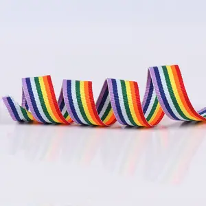 1cm-6cm colorful plain ribbon intercolor stripe webbing Color ribbed webbing hangtag clothing accessories rainbow belt