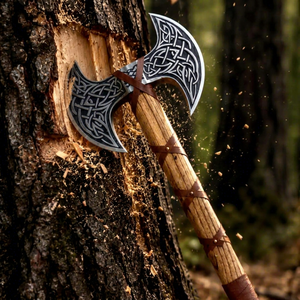 Hacha de Doble Hoja para Talar, Cabeza de Acero al Carbono Forjado, Mango de Madera de Palisandro, Diseño Vikingo con Barba, Herramienta de Corte de Árboles para Uso Exterior DIY - Product Image 1