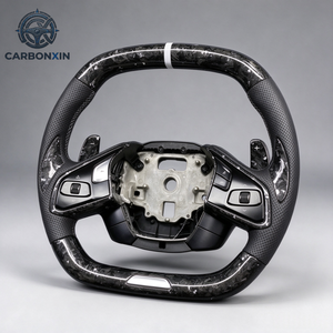 Volant personnalisé en fibre de carbone mate avec palettes de changement de vitesse pour Chevrolet Corvette C7, accessoires intérieurs - Product Image 3