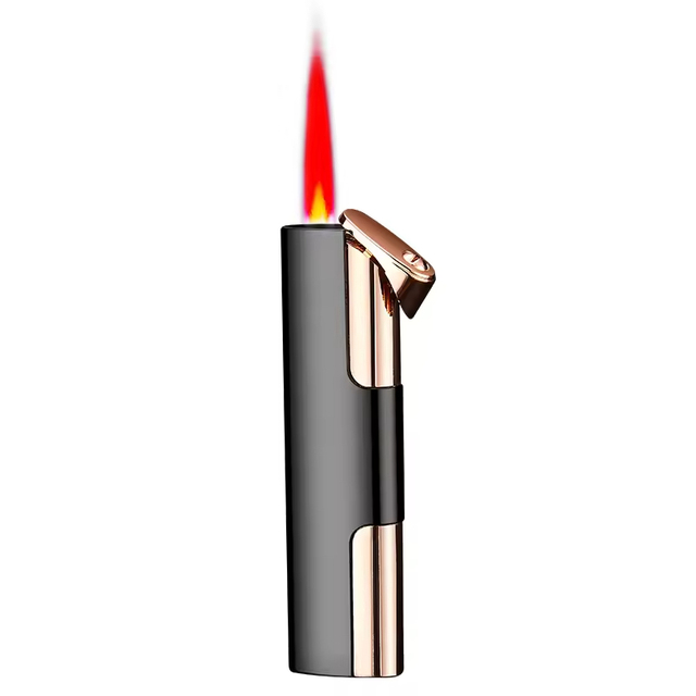 Ultra-Thin Metal Straight Red Flame Inflatable Lighter Creative Personalized Business Gift for BBQ Windproof Cigarette Lighters