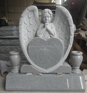 Hot <strong>Sale</strong> <strong>Granite</strong> Style Double Heart Shaped Angel Headstone and Stone Gravestone - Product Image 2
