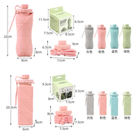 Bouteille d'eau pliable en silicone 620 ml pour animaux de compagnie, personnalisable, facile à transporter, avec bol en silicone intégré