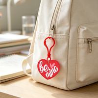Porte-clés en PVC souple en forme de cœur, style promotionnel, vente en gros, pendentif personnalisé en plastique à thème, dessin animé, promotion sur mesure