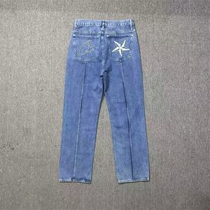 Pantalon avec logo brodé pentagramme de haute qualité, jeans tendance et décontractés <span class=keywords><strong>Corteiz</strong></span> Devil Island pour couple - Product Image 2